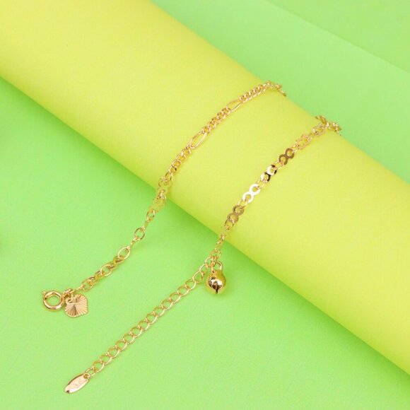 "Rose Gold Anklet with Floral & Charm Accents, XPAL1059 - Picture 2 of 12